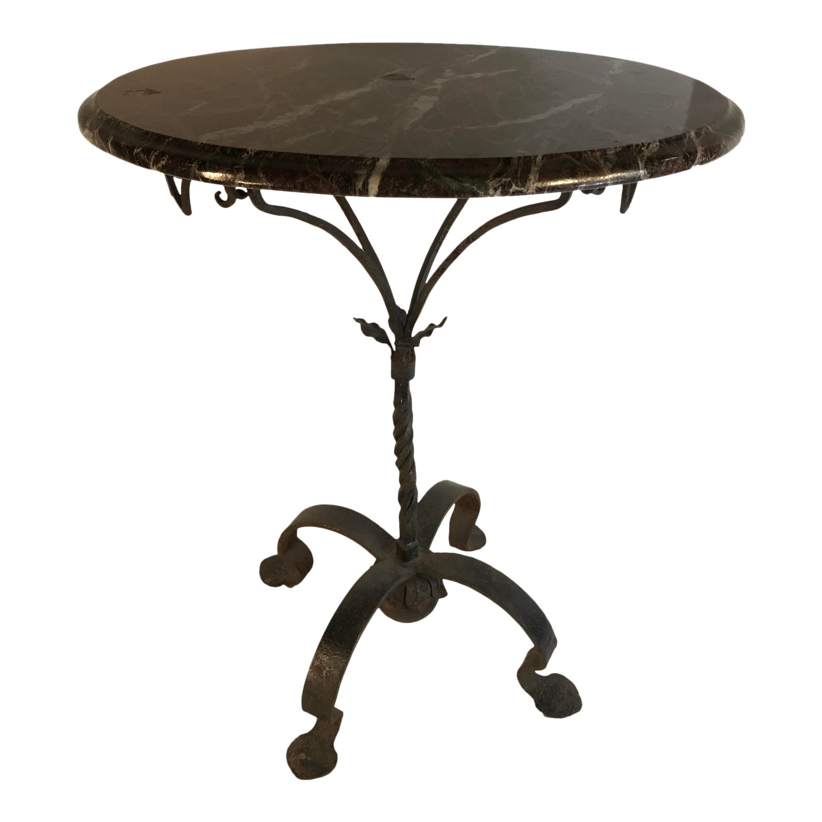 Victorian Wrought Iron Black Marble Side Table | Chairish