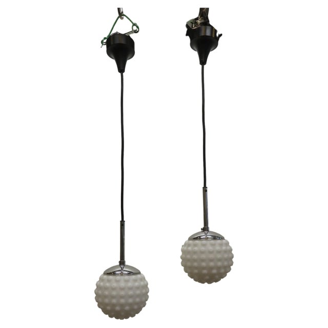 Glass 1970s Doria Leuchten Mid-Century Modern Snow Ball Pendant Lights - A Pair For Sale - Image 7 of 7