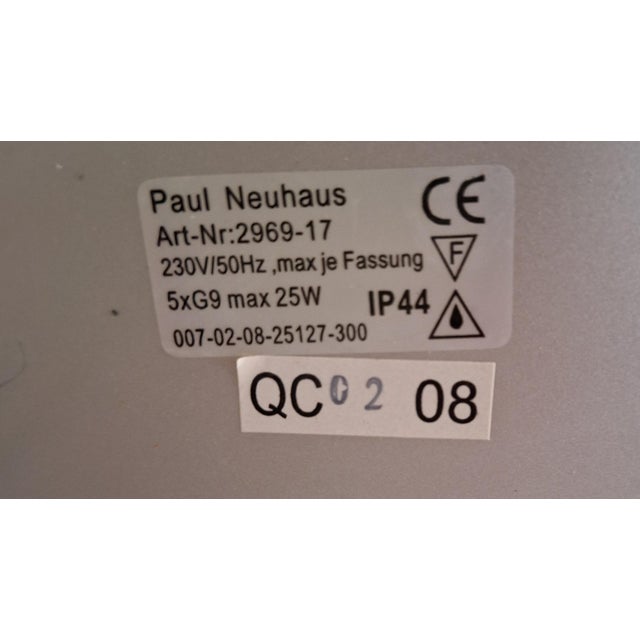Metal Vintage Ceiling Lamp with Chrome-Plated Metal Frame and Opaque White Tubular Glass Shades by Paul Neuhaus, 2008 For Sale - Image 7 of 9
