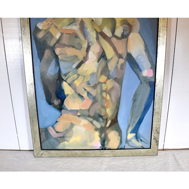 Figurative Framed Male Figure Study Oil Painting, " Blue David" For Sale - Image 3 of 7