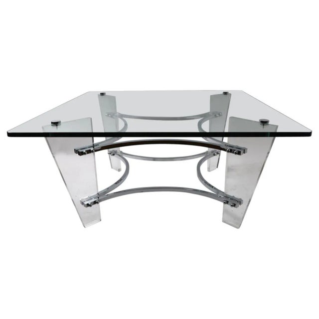 Lucite Chrome and Glass Coffee Table by Charles Hollis Jones For Sale - Image 12 of 12