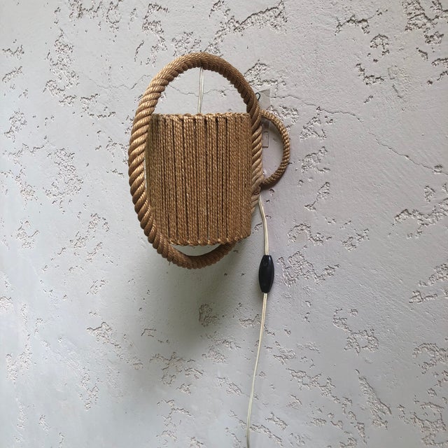 Mid-Century Modern Rope Sconce Audoux Minet, Circa 1960 For Sale - Image 3 of 6