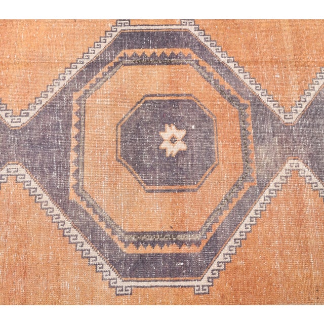 1970s 2'9x11'4 Vintage Orange Geometric Turkish Hand-Knotted Runner Rug For Sale - Image 5 of 9