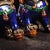 Blue Pair of Vintage Chinese Cloisonné Foo Dogs / Guardian Lions in Cobalt Blue With Silver-Tone Brass For Sale - Image 8 of 9