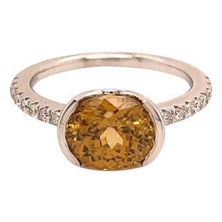 Natural Zircon Diamond Ring 6.5 14k White Gold 3.5 TCW Certified For Sale