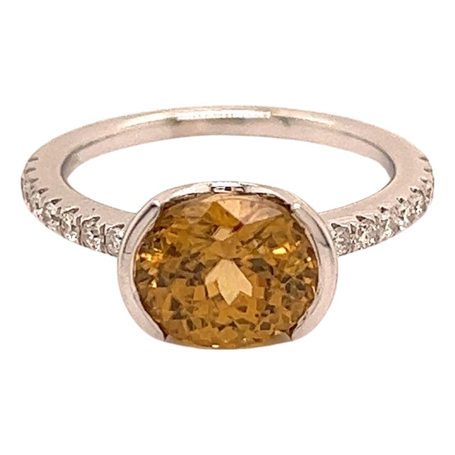 Natural Zircon Diamond Ring 6.5 14k White Gold 3.5 TCW Certified For Sale