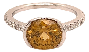 Natural Zircon Diamond Ring 6.5 14k White Gold 3.5 TCW Certified