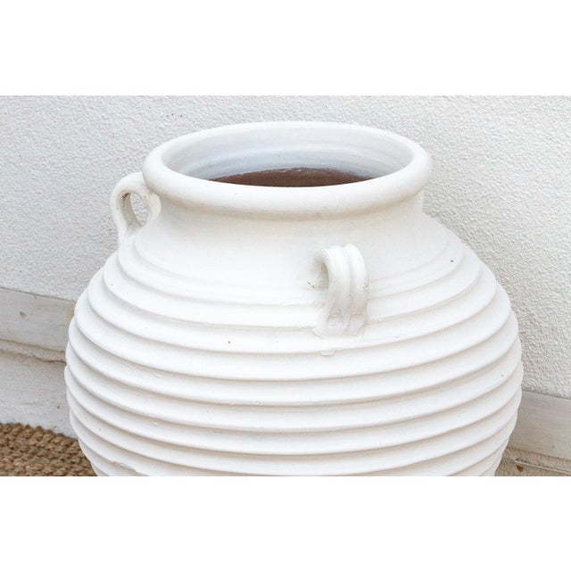 Stately Tall White Ribbed Greek Urn For Sale In Los Angeles - Image 6 of 8
