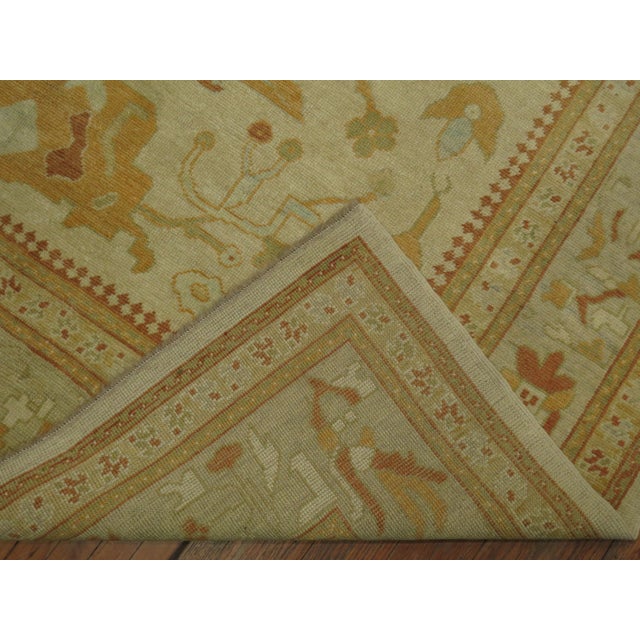Ivory Decorative Turkish Square Oushak For Sale - Image 8 of 12