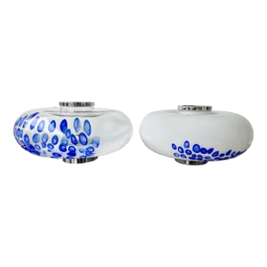 Mid-Century Pair of Murano Glass and Metal Ufo Lamps by Esperia, Italy, 1970s
