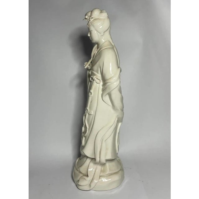 Early 20th Century Blanc De Chine Porcelain Figure of a Lady Holding a Fan, 10″ - Dehua For Sale In New York - Image 6 of 7