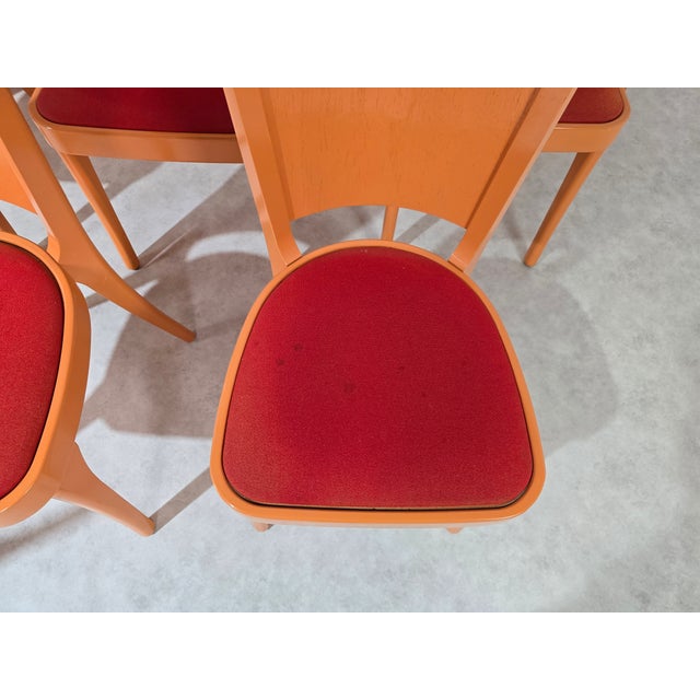 Orange Chairs by Joamin Baumann for Baumann, Paris, 1970s, Set of 12 For Sale - Image 12 of 17