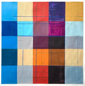 Multicolor Grid Composition, Original Painting by Sarah Vaaler