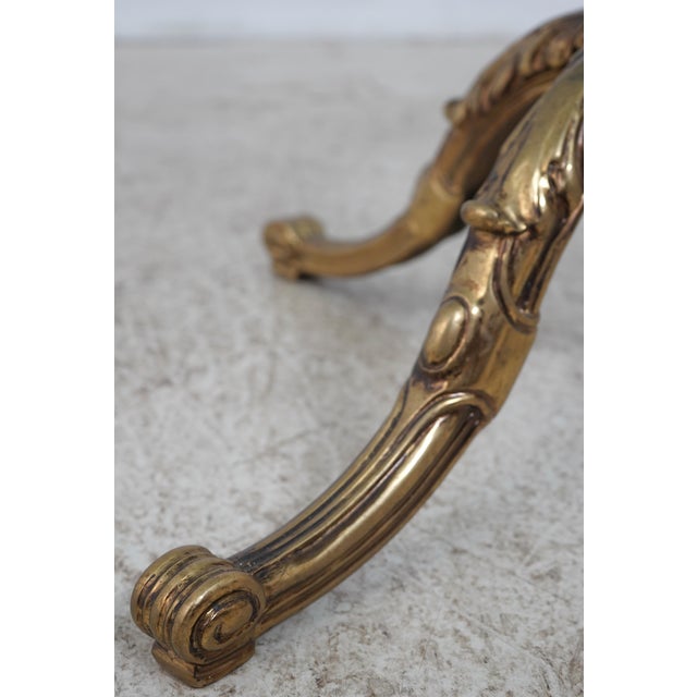 Brass Hollywood Regency Brass & Round Glass Pedestal 54 Inch Dining Table For Sale - Image 8 of 11