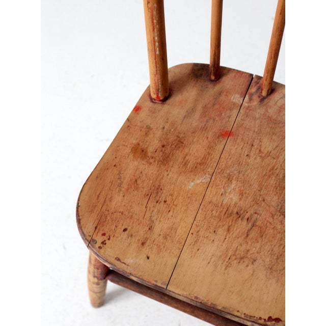 Vintage 1930s Spindle Back Children's Wood Chair For Sale - Image 11 of 14