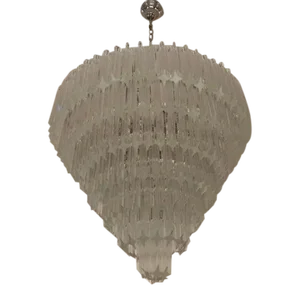 Early 21st Century Murano Glass Transparent Quadriedo Cut Glass Chandelier