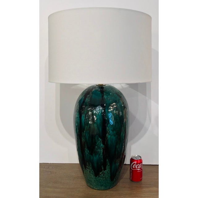 Modern Emerald Drip Glaze Ceramic Ceralene Table Lamp For Sale - Image 4 of 7