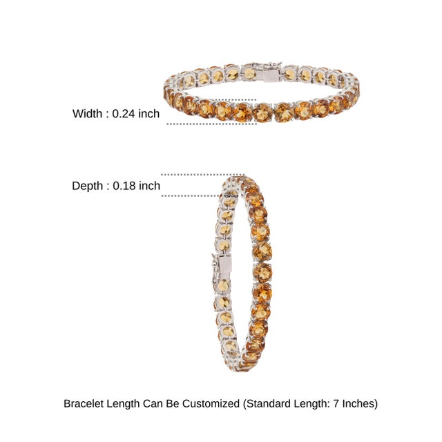 Retro Prong-Set 26.4 Ct Natural Honey Citrine Tennis Bracelet in 925 Silver For Sale - Image 10 of 12