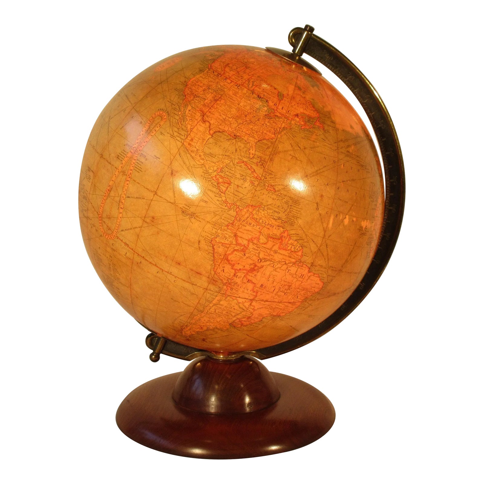 1940s Replogle Light Up Library Glass Globe On Wood Base | Chairish