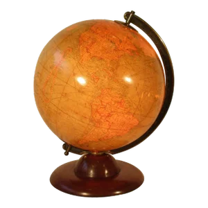 1940s Replogle Light Up Library Glass Globe On Wood Base