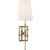 Studio VC for Visual Comfort Signature Grenol Single Modern Bamboo Sconce in Hand-Rubbed Antique Brass with Linen Shade For Sale