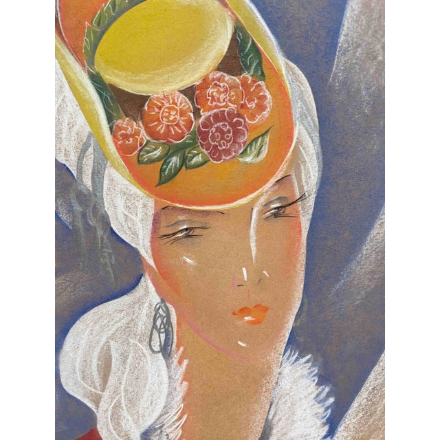 1940s 1943 Drawing of a Woman in a Stylish Hat by Artist Eduard Vaclav Kleinert (Known as Edrudy) For Sale - Image 5 of 7