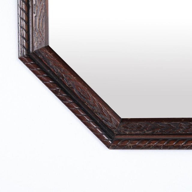 Octagonal Mirror in Dark Wood, 1890s For Sale - Image 5 of 6