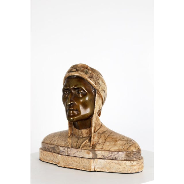 Stone Marble Bust of the Italian Poet Dante Alighieri, 1900 For Sale - Image 7 of 15