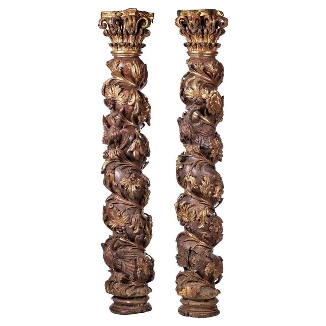Spanish Spiral Columns, 17th Century, Set of 2 For Sale - Image 6 of 6
