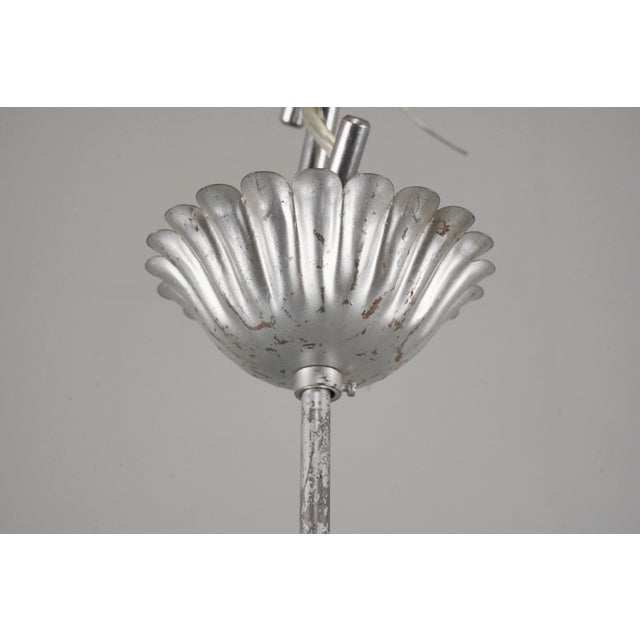 Vintage Bohemian Wood Beads Brushed Steel Chandelier For Sale - Image 14 of 16