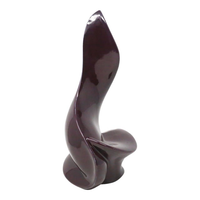 1980's Eggplant Purple Abstract Ceramic Sculpture For Sale