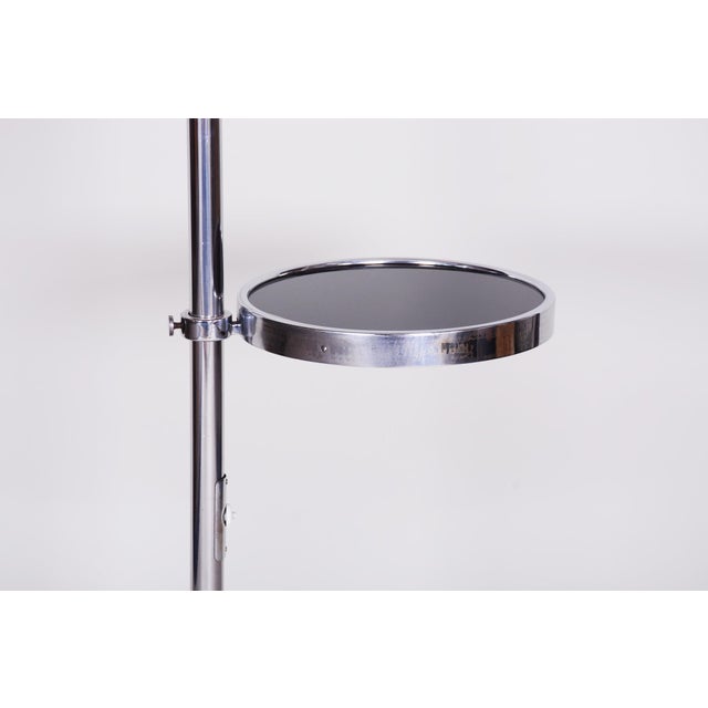 1930s Bauhaus Floor Lamp in Chrome, Steel, and Opaline Glass, Czech, 1930s For Sale - Image 5 of 8