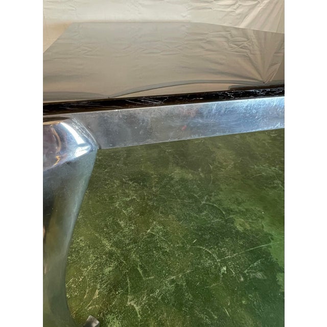 Aluminum Table / Desk With Smoked Glass Top For Sale - Image 9 of 12