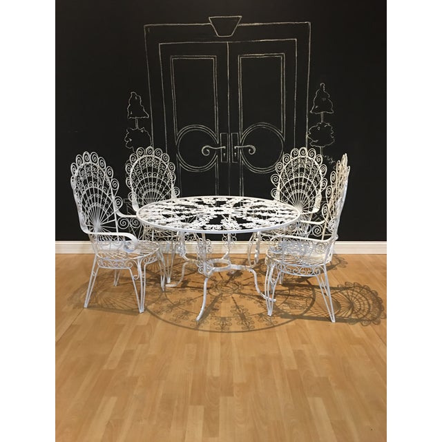 White 1960s Mid Century John Salterini White Iron Peacock Patio Set - 5 Pieces For Sale - Image 8 of 8