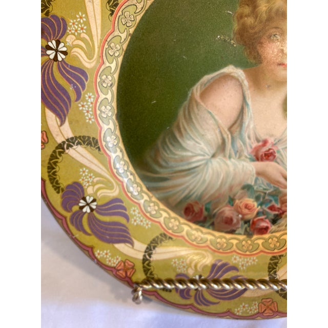 Antique Royal Saxony “Flower Girl” Decorative Metal Plate – Chas W. Shonk Co. For Sale - Image 9 of 9