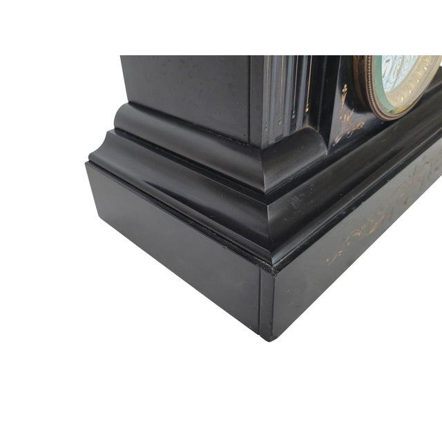 Late 19th-Century French Neo-Grec Black Slate Mantel Clock by Japy Frères For Sale - Image 11 of 16