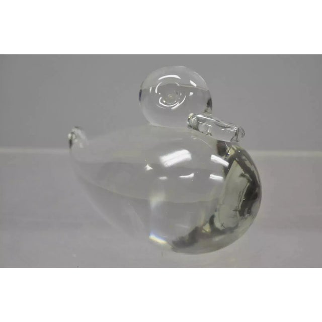 Mid 20th Century Vintage Crystal Leaded Glass Modern Mallard Duck Figurine Sculpture For Sale - Image 5 of 8