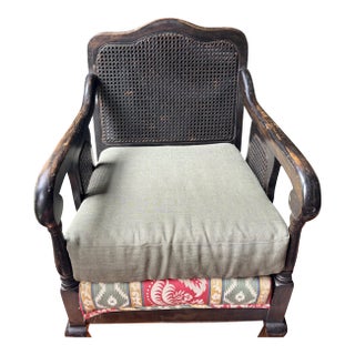 Verified NBCUniversal Television Hollywood Production Provenance, Late 19th Century Ebonized Hardwood Cane Armchair, Victorian Era Colonial Style For Sale