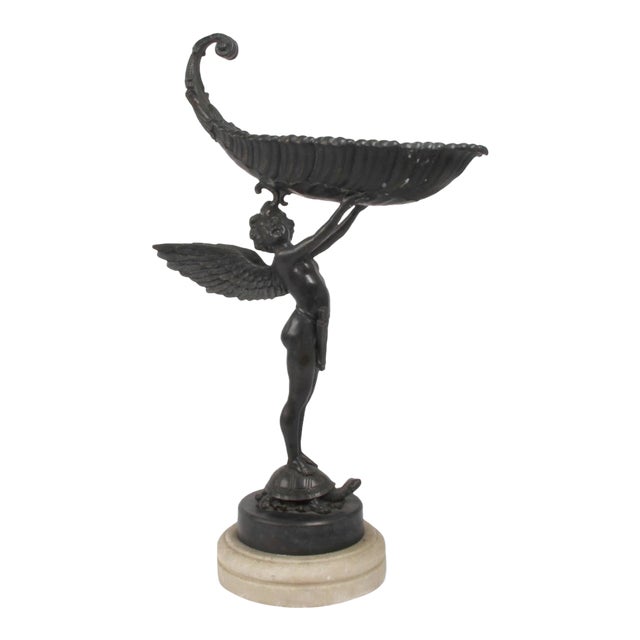 Antique Bronze Figural Tazza of Cupid After Franz Von Stuck (1863-1928) For Sale