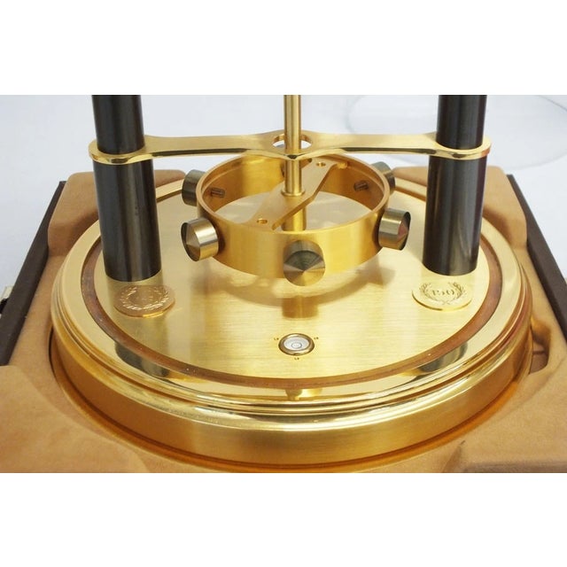 VTG Jeager Lecoultre Atmos 150th Anniversary Clock Gilt Brass Box & Glass Dome For Sale - Image 13 of 18
