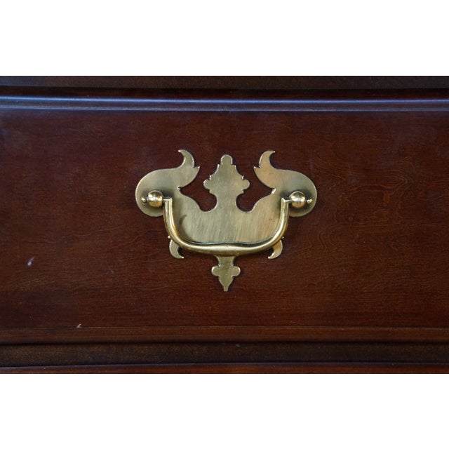 Brown Vintage New England Queen Anne Style Cherry Lowboy Scalloped Chest Console Table For Sale - Image 8 of 18