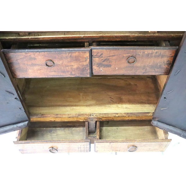 Wood Large Antique Primitive Wooden Armoire or Cupboard For Sale - Image 7 of 7