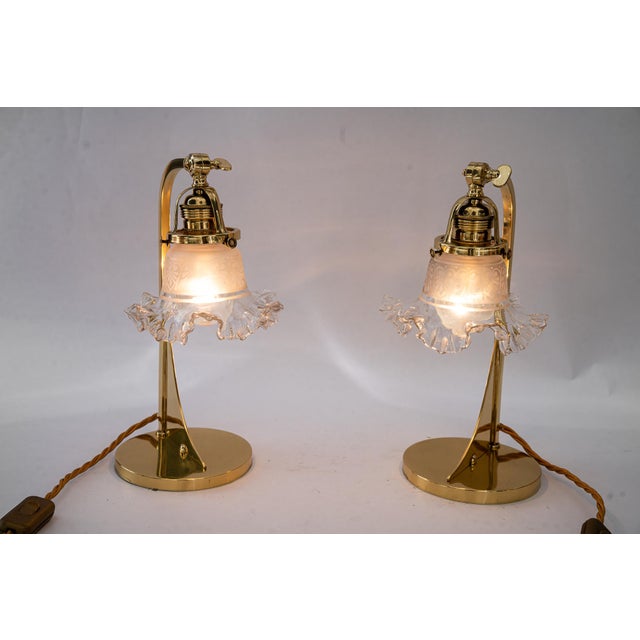 Art Deco Table Lamps with Glass Shades, Vienna, 1920s, Set of 2 For Sale - Image 12 of 14
