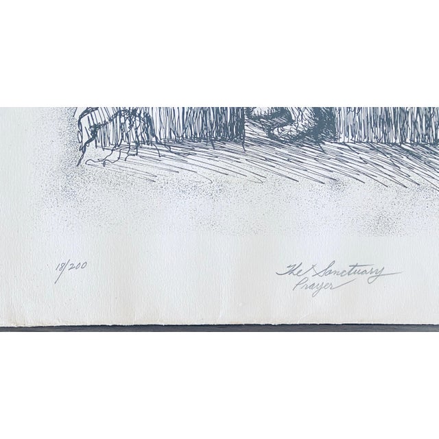 Seymour Rosenthal, American Artist Judaic Lithograph Synagogue Scene For Sale - Image 4 of 7