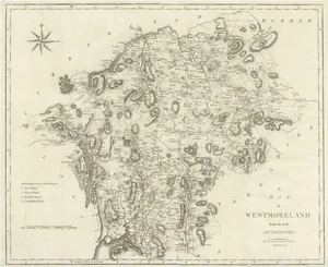 Large Antique County Map of Westmorland, England, 1805