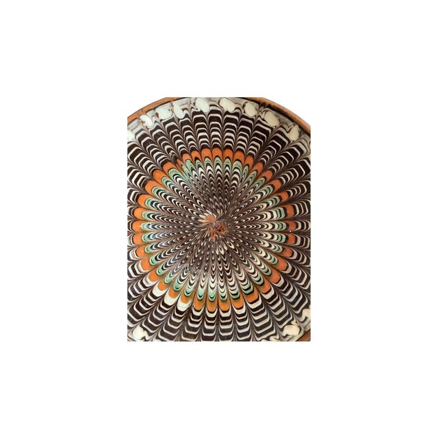 Rustic European Vintage Rustic Folk Art Romanian Earthenware Decorative Plate, Peacock Design For Sale - Image 3 of 4