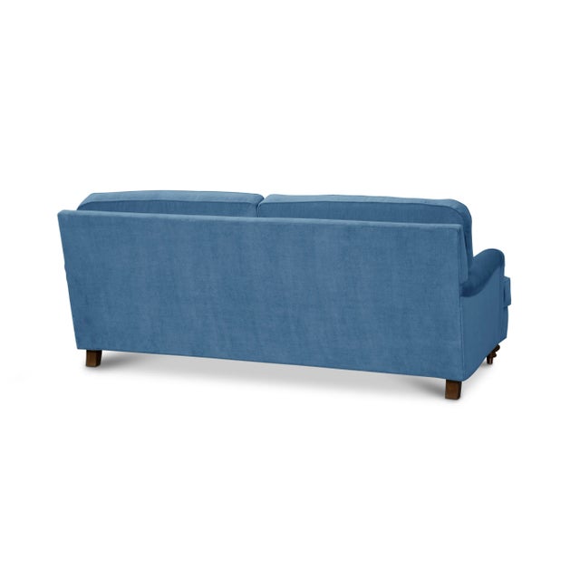 Casa Cosima Casa Cosima Emily English Roll Arm Cotton Velvet Blue Sofa For Sale - Image 4 of 4