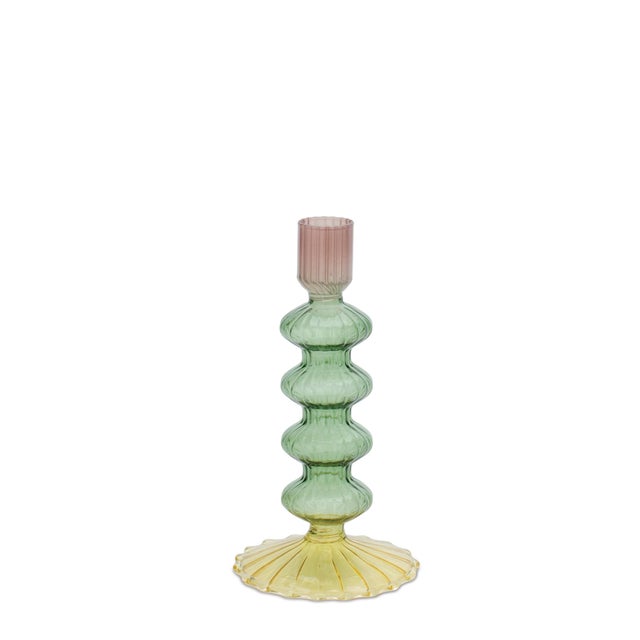 Multicolored Glass Taper Candle Holder (Set of 3) For Sale In Chicago - Image 6 of 6
