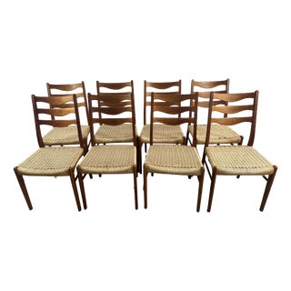 Vintage Danish Dining Chairs by Arne Wahl Iversen, 1960s, Set of 8 For Sale