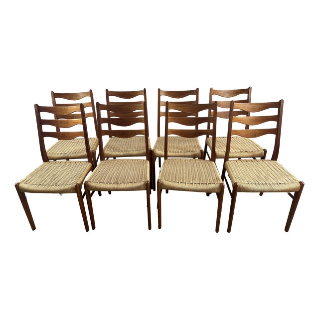 Vintage Danish Dining Chairs by Arne Wahl Iversen, 1960s, Set of 8 For Sale